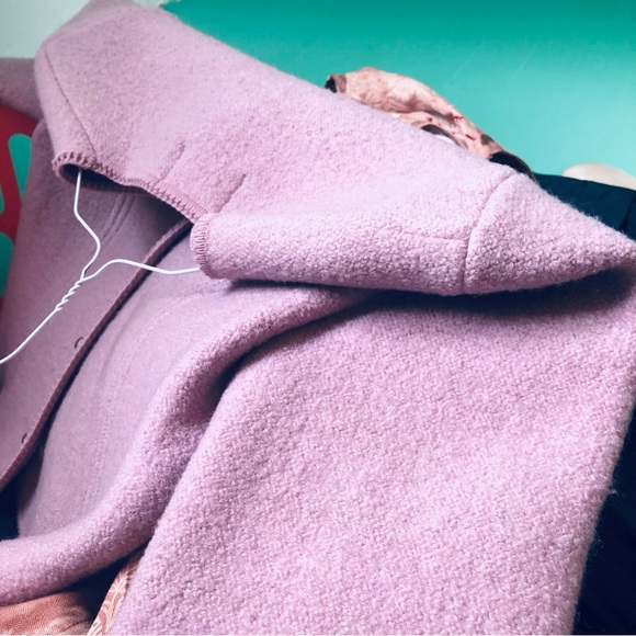 Vintage Lavender 100% Wool Cardigan Sweater Cropped 50s Jacket Silver Buttons - Picture 2 of 16